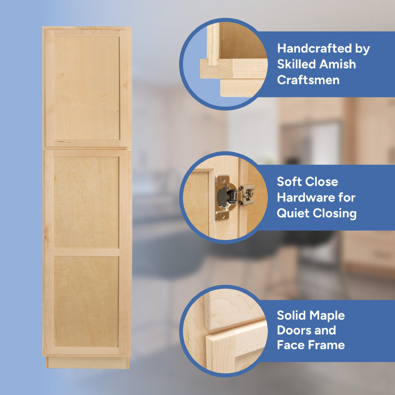 Maple Wood Shaker Pantry x 84" H 24" W RV Cabinets