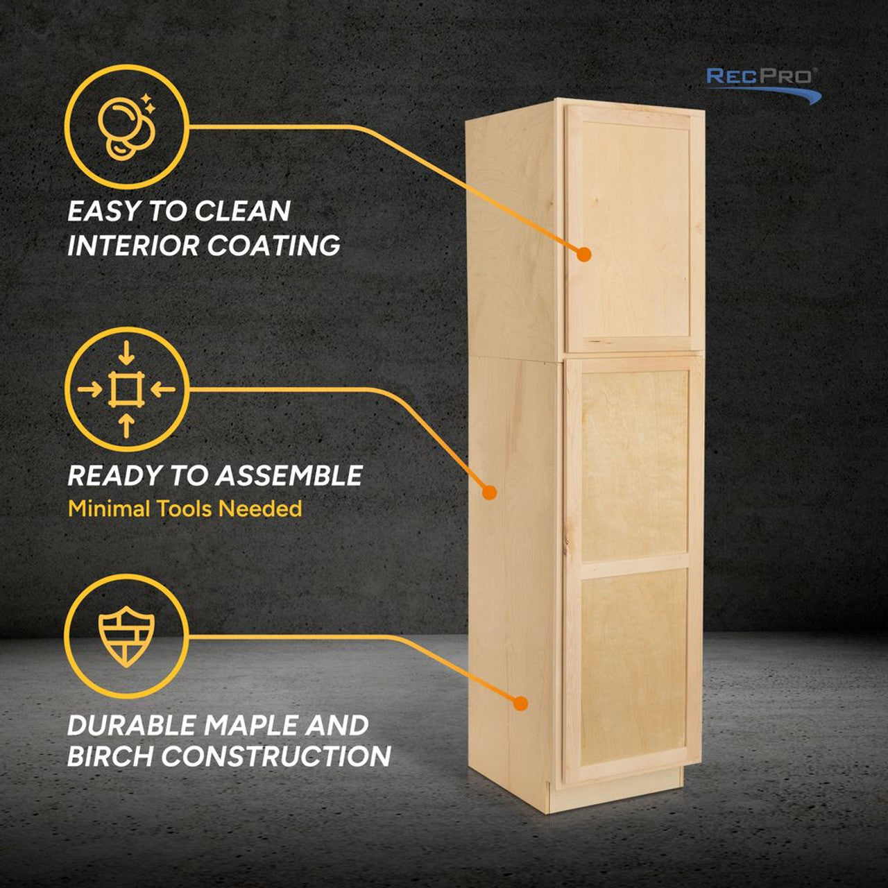 Maple Wood Shaker Pantry x 84" H 24" W RV Cabinets